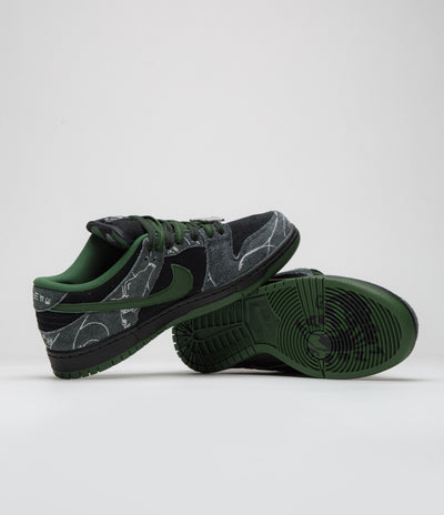 Nike SB x There Skateboards Dunk Low Shoes in Black and Gorge Green and Summit White