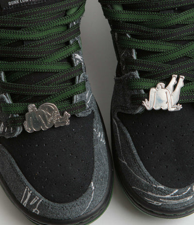 Nike SB x There Skateboards Dunk Low Shoes in Black and Gorge Green and Summit White