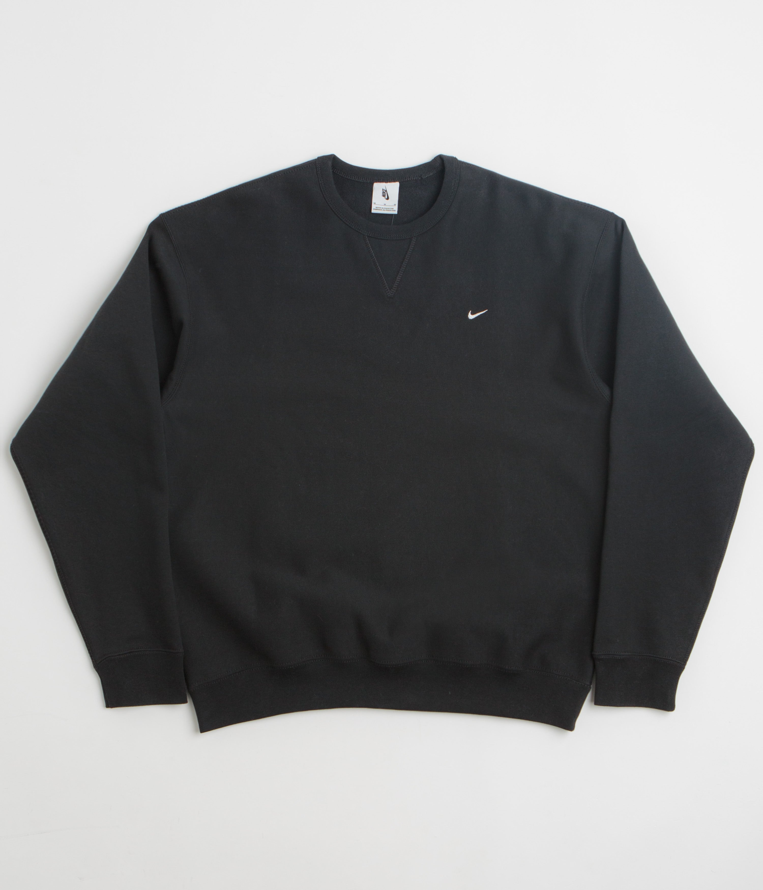 Nike Solo Swoosh Crewneck Sweatshirt in Black and White / White