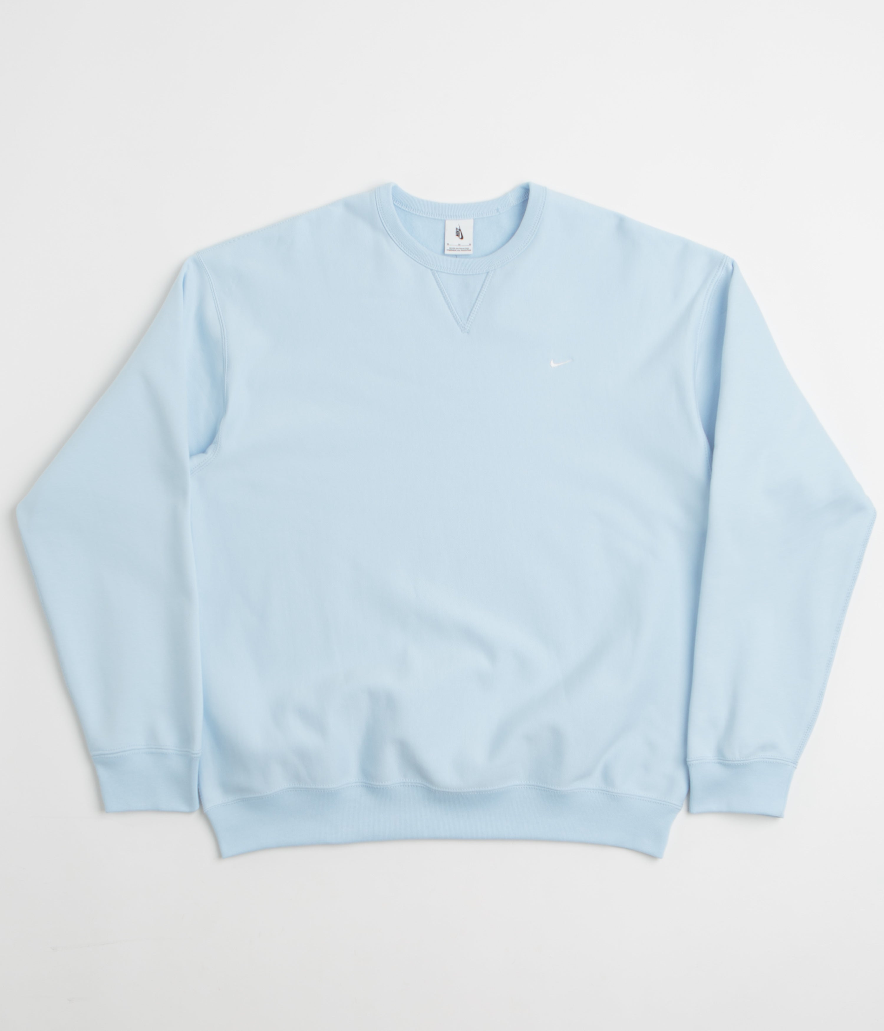 Nike Solo Swoosh Crewneck Sweatshirt in Celestine Blue and White