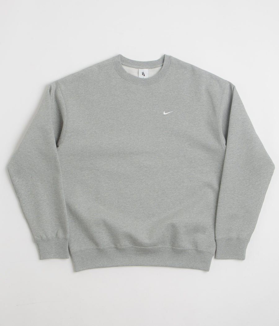 Nike Solo Swoosh Crewneck Sweatshirt in Dark Grey Heather and White