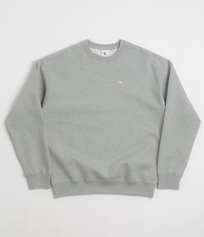 Nike Solo Swoosh Crewneck Sweatshirt - Dark Grey Heather / White