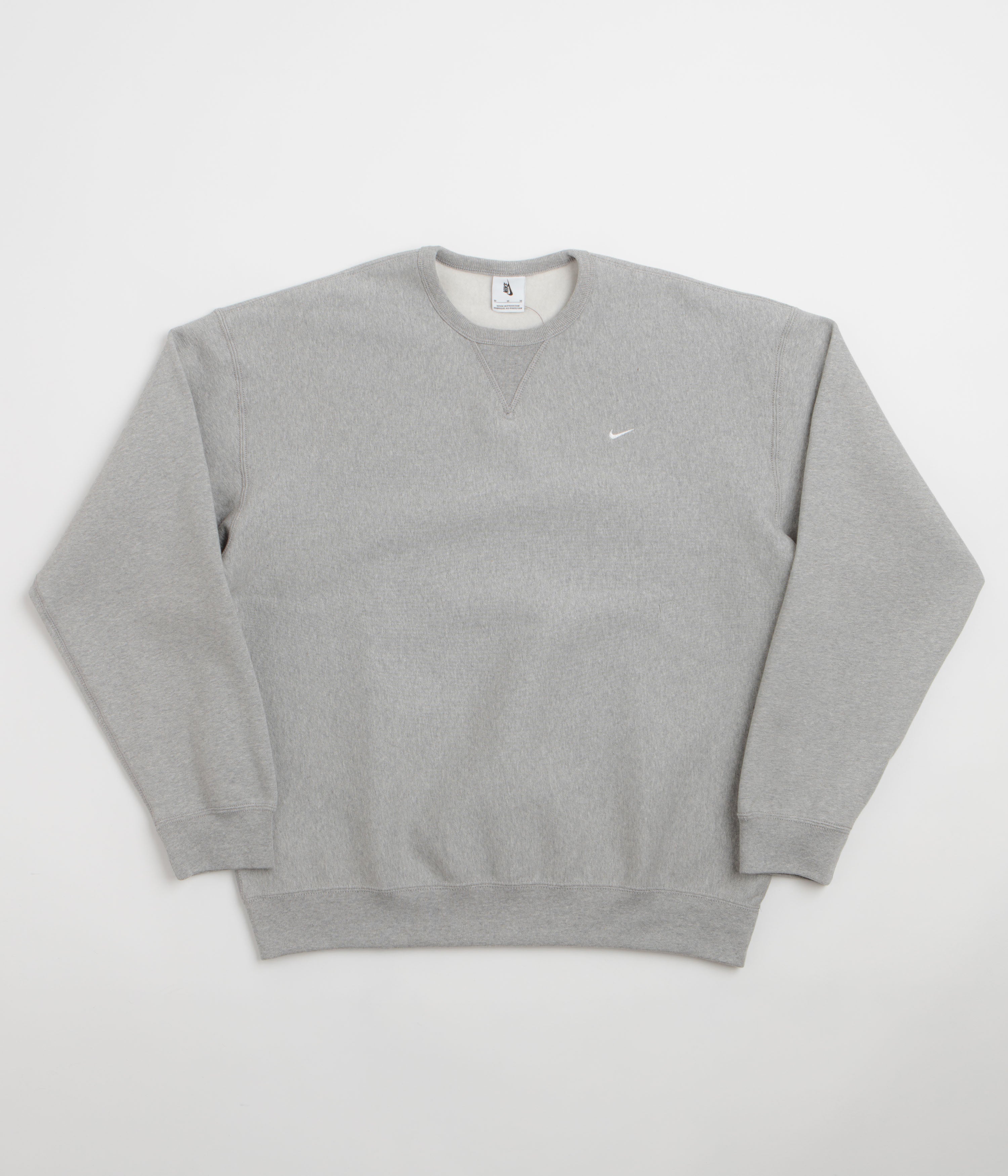 Nike Solo Swoosh Crewneck Sweatshirt - Dark Grey Heather / White / White