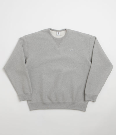Nike Solo Swoosh Crewneck Sweatshirt - Dark Grey Heather / White / White