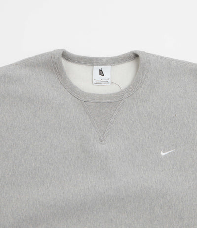 Nike Solo Swoosh Crewneck Sweatshirt - Dark Grey Heather / White / White
