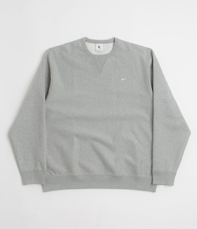 Nike Solo Swoosh Crewneck Sweatshirt - Dark Grey Heather / White / White