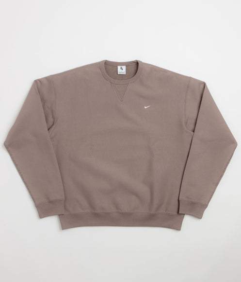 Nike Solo Swoosh Crewneck Sweatshirt - Mink Brown / White