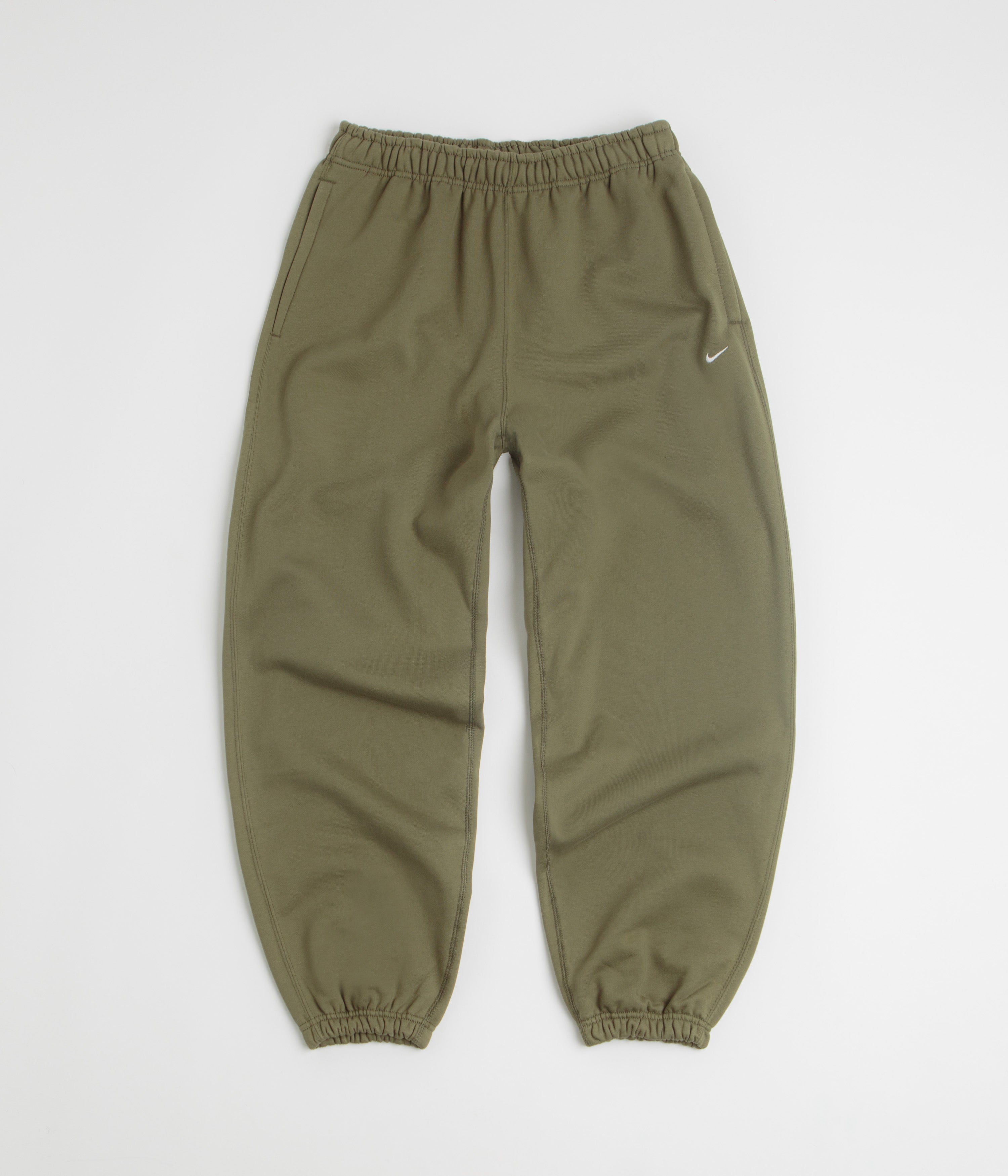Nike Solo Swoosh Cuffed Sweatpants in Medium Olive and Medium Olive / White