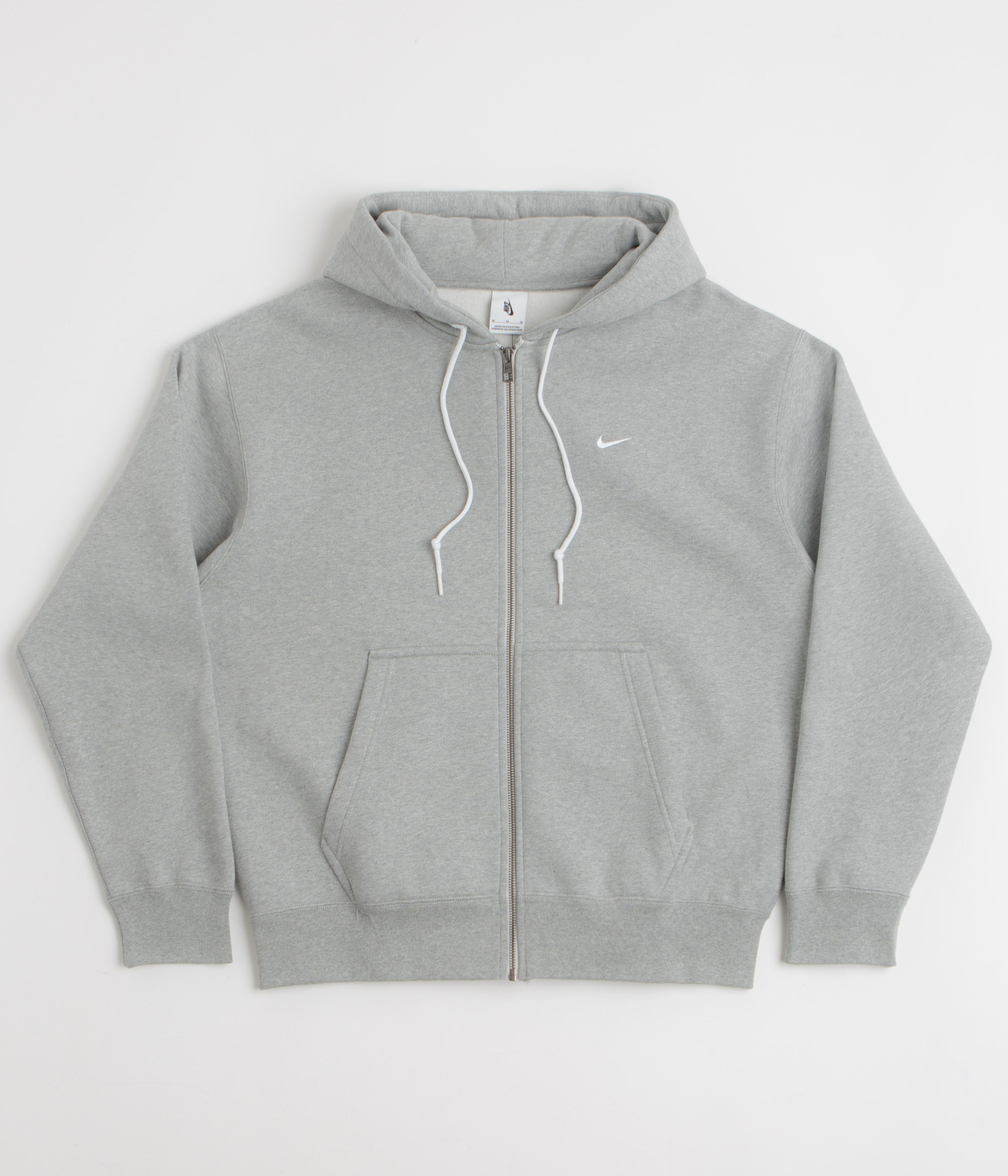 Nike Solo Swoosh Full Zip Hoodie in Dark Grey Heather and White