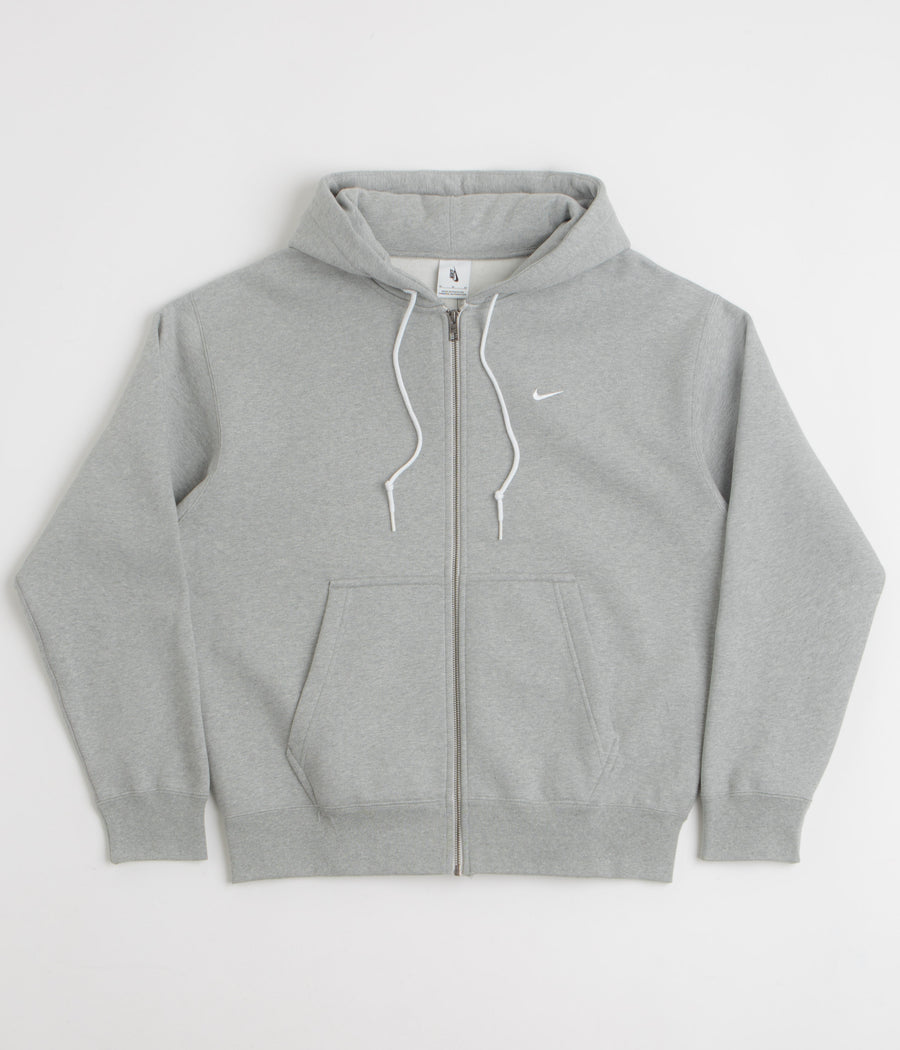 Nike Solo Swoosh Full Zip Hoodie in Dark Grey Heather and White