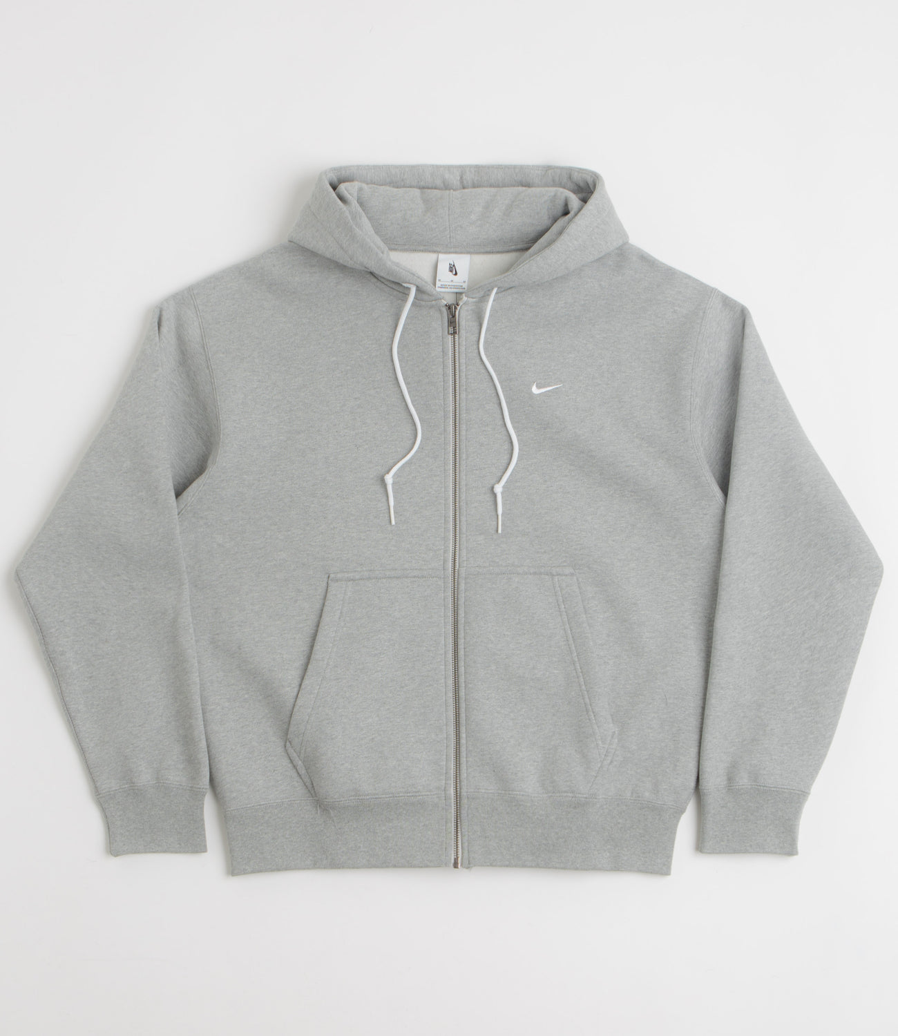 Nike Solo Swoosh Full Zip Hoodie - Dark Grey Heather / White