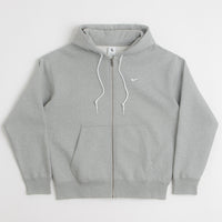 Nike Solo Swoosh Full Zip Hoodie in Dark Grey Heather and White thumbnail