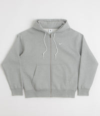 Nike Solo Swoosh Full Zip Hoodie in Dark Grey Heather and White