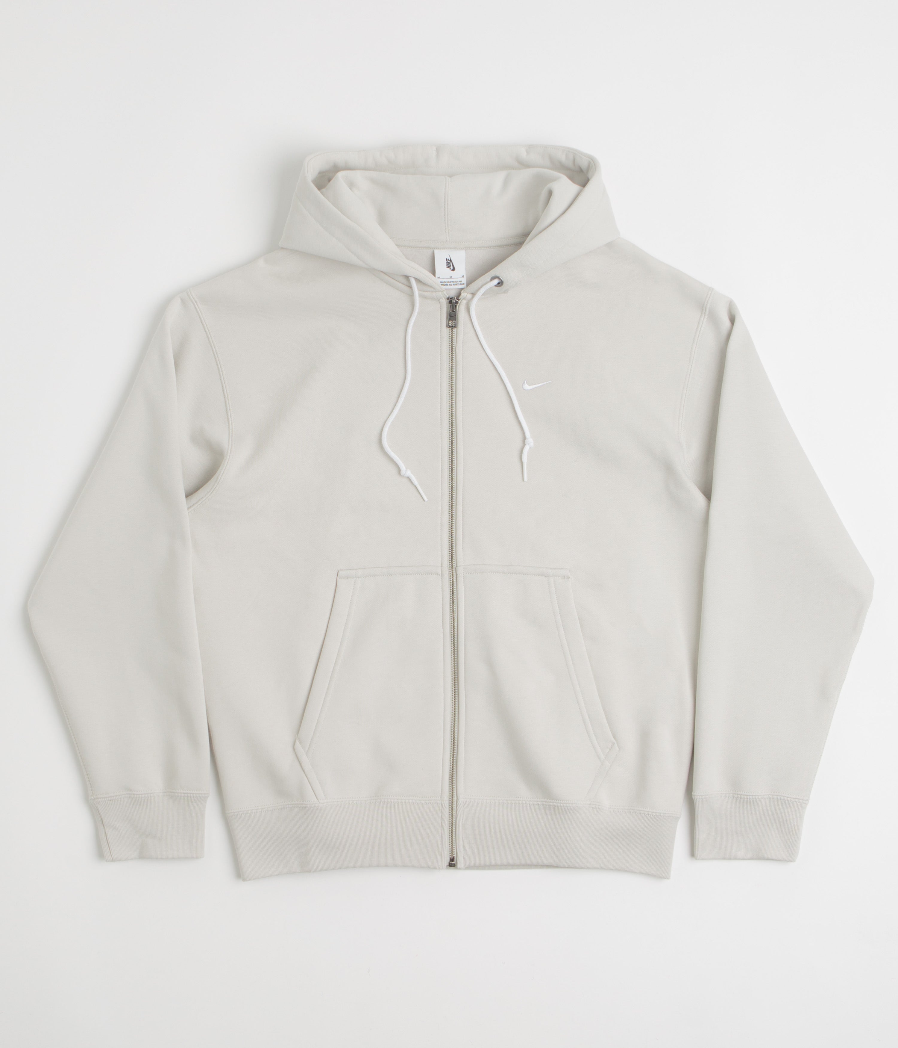 Nike Solo Swoosh Full Zip Hoodie in Light Bone and White