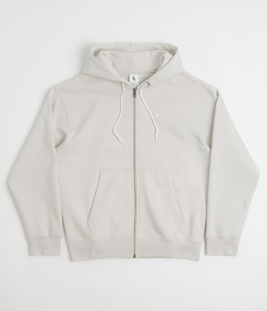 Nike Solo Swoosh Full Zip Hoodie in Light Bone and White