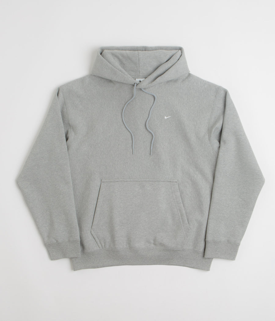 Nike Solo Swoosh Hoodie in Dark Grey Heather and Light Smoke Grey / White / White