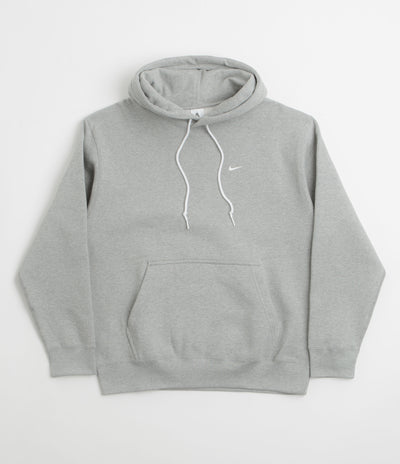 Nike Solo Swoosh Hoodie in Dark Grey Heather and White
