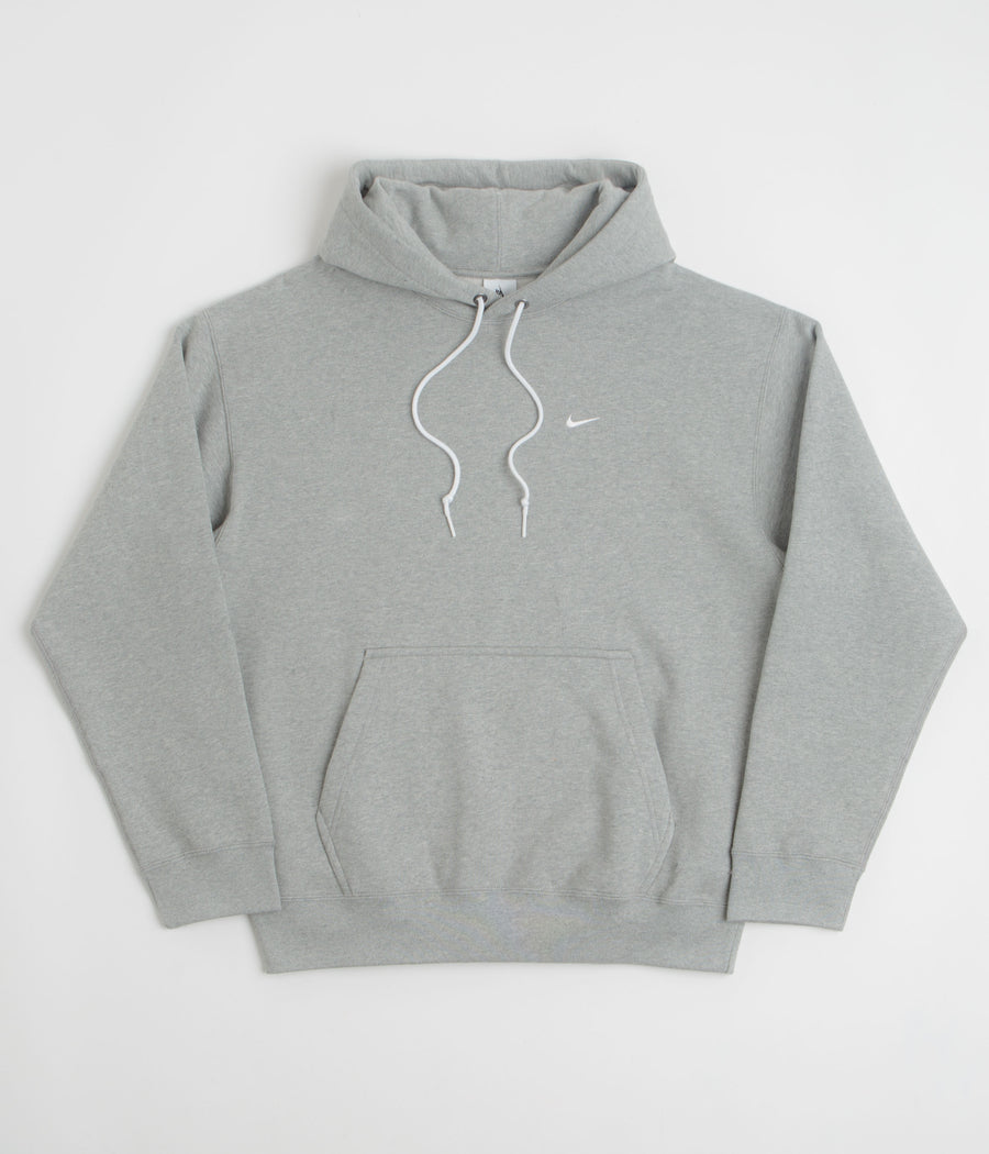 Nike Solo Swoosh Hoodie in Dark Grey Heather and White