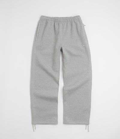 Nike Solo Swoosh Open Hem Sweatpants - Dark Grey Heather / Light Smoke Grey / White