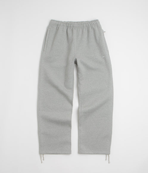 Nike Solo Swoosh Open Hem Sweatpants - Dark Grey Heather / Light Smoke Grey / White