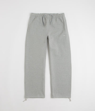 Nike Solo Swoosh Open Hem Sweatpants in Dark Grey Heather and Light Smoke Grey / White