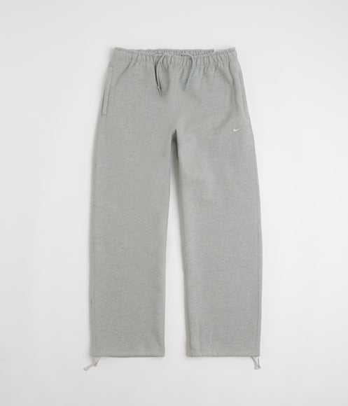 Nike Solo Swoosh Open Hem Sweatpants - Dark Grey Heather / Light Smoke Grey / White