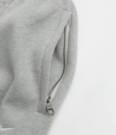 Nike Solo Swoosh Open Hem Sweatpants - Dark Grey Heather / Light Smoke Grey / White