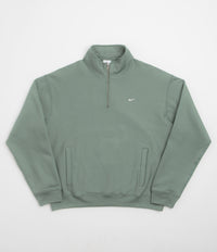 Nike Solo Swoosh Quarter Zip Sweatshirt in Clay Green and White