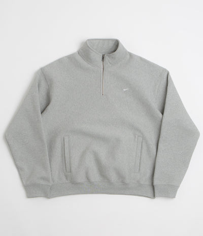Nike Solo Swoosh Quarter Zip Sweatshirt - Dark Grey Heather / White