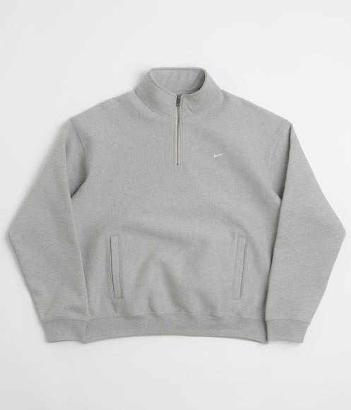 Nike Solo Swoosh Quarter Zip Sweatshirt - Dark Grey Heather / White
