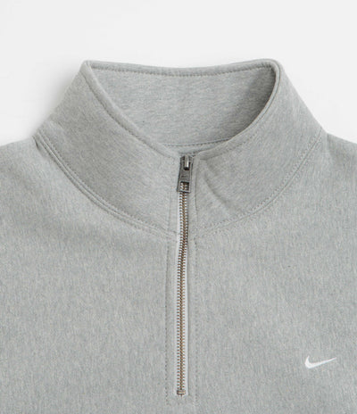 Nike Solo Swoosh Quarter Zip Sweatshirt - Dark Grey Heather / White
