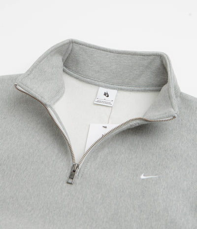 Nike Solo Swoosh Quarter Zip Sweatshirt - Dark Grey Heather / White