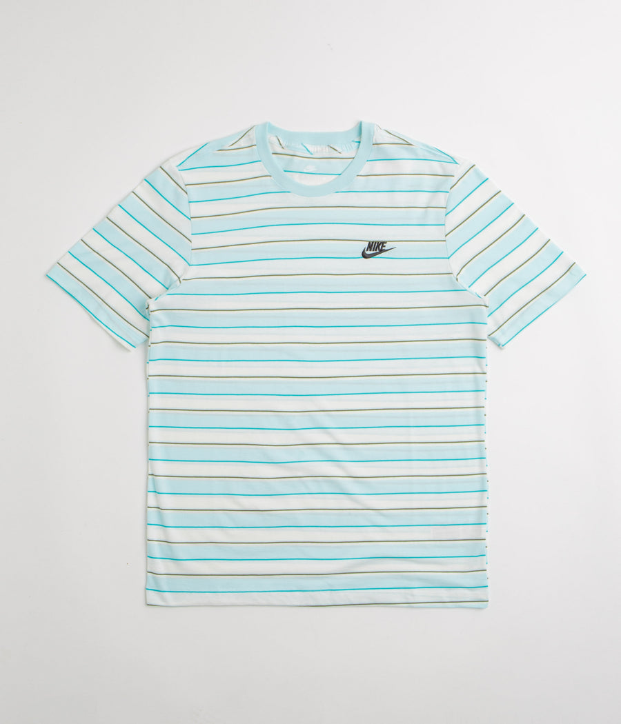Nike Stripe Club T-Shirt in Glacier Blue and Black