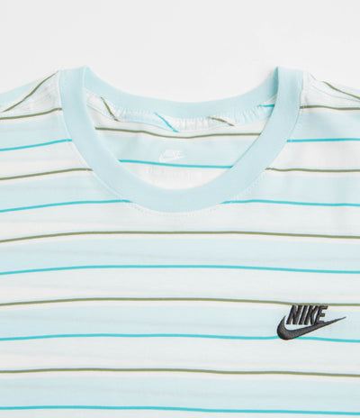Nike Stripe Club T-Shirt in Glacier Blue and Black