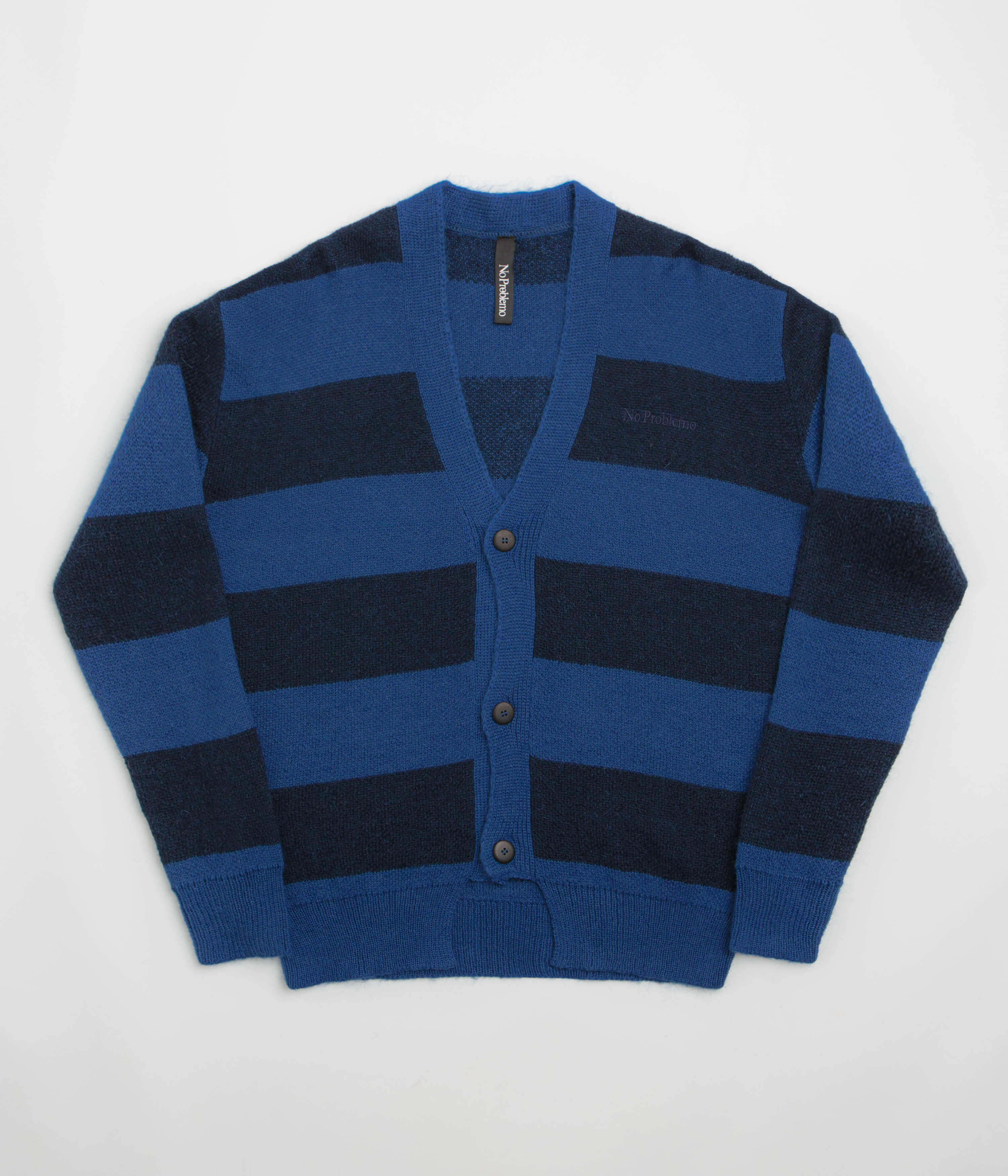 No Problemo Striped Mohair Oversized Cardigan - Blue Multi