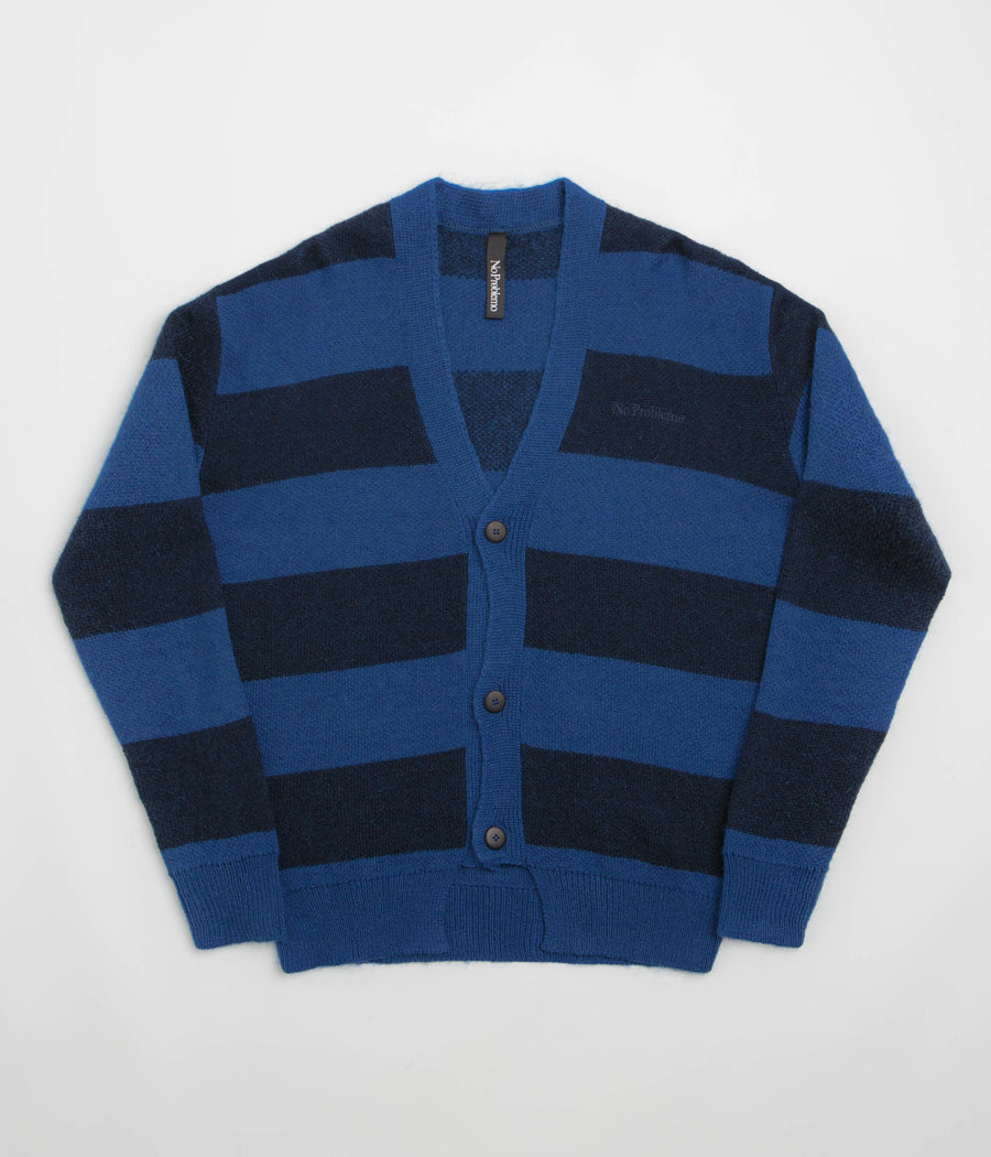 No Problemo Striped Mohair Oversized Cardigan - Blue Multi