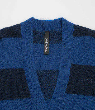 No Problemo Striped Mohair Oversized Cardigan - Blue Multi