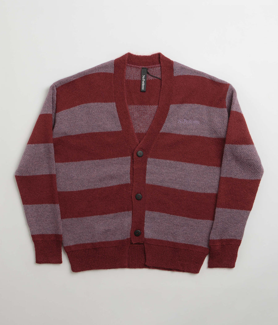 No Problemo Striped Mohair Oversized Cardigan in Burgundy Multi