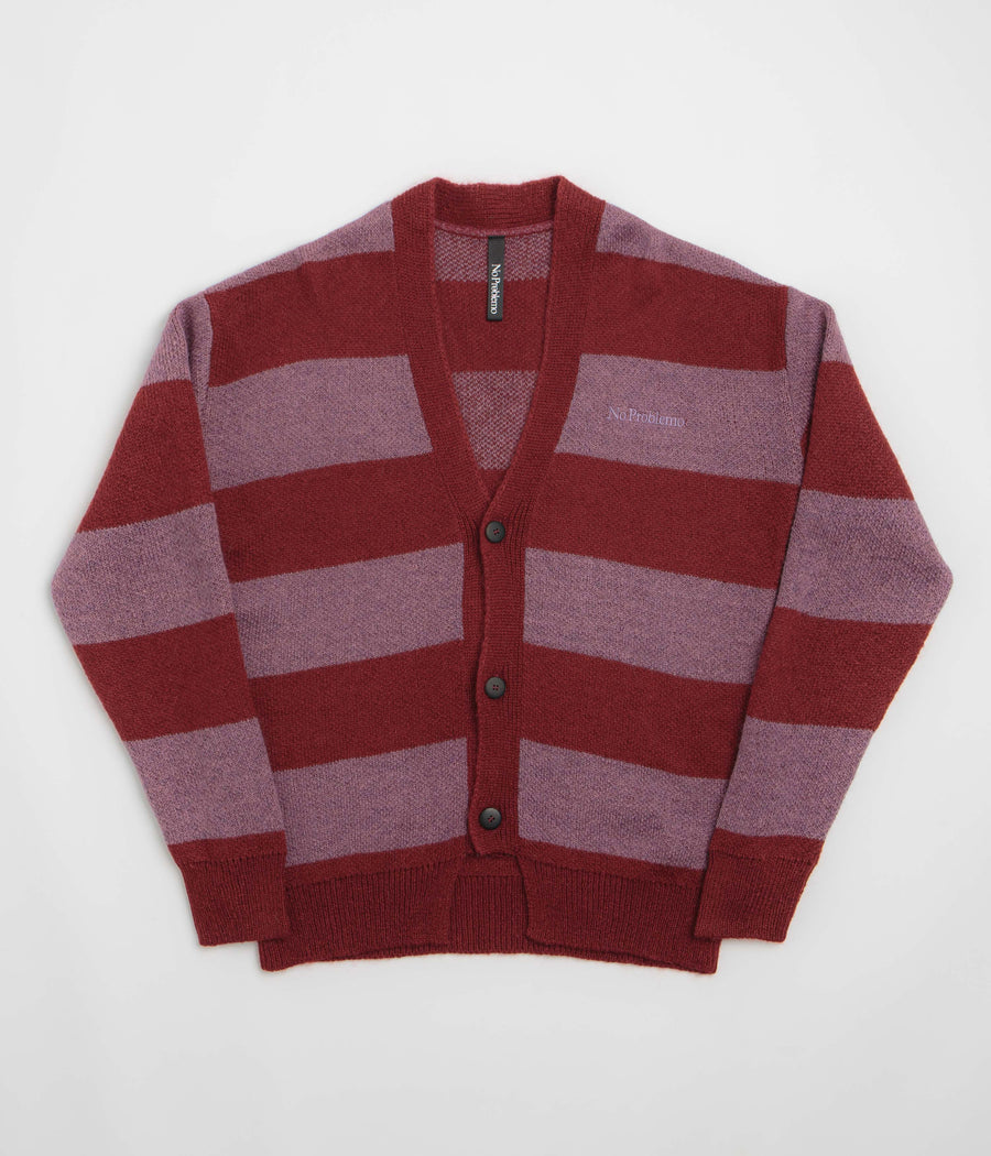 No Problemo Striped Mohair Oversized Cardigan - Burgundy Multi