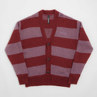 No Problemo Striped Mohair Oversized Cardigan - Burgundy Multi thumbnail