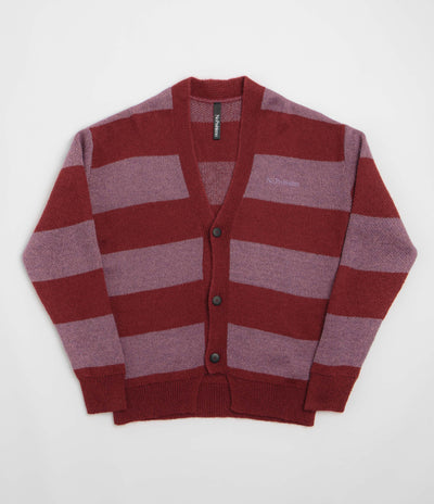 No Problemo Striped Mohair Oversized Cardigan - Burgundy Multi
