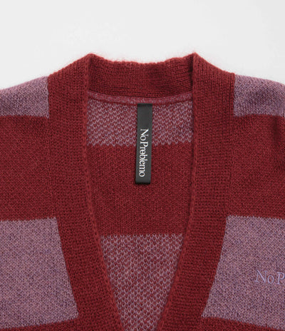 No Problemo Striped Mohair Oversized Cardigan - Burgundy Multi