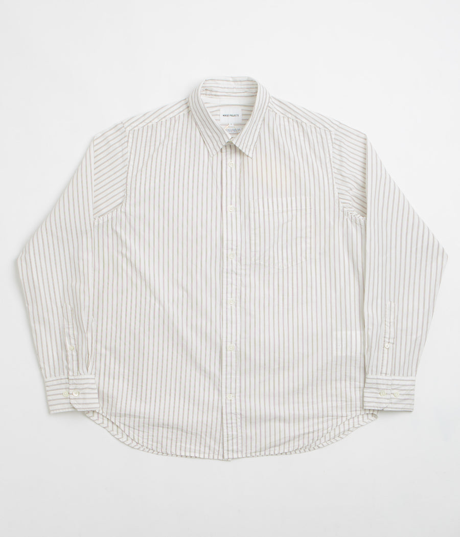 Norse Projects Algot Poplin Stripe Shirt - Ecru Stripe