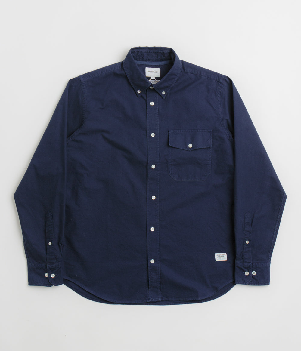 Norse Projects Algot Relaxed Overdyed Oxford Shirt in Workwear Blue