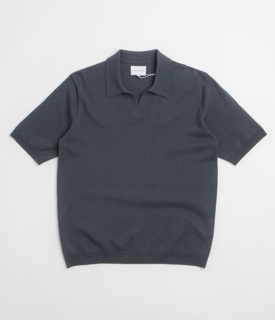 Norse Projects Anholt Cotton Paper Polo Shirt - Graphite