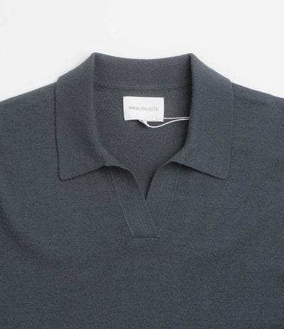 Norse Projects Anholt Cotton Paper Polo Shirt in Graphite
