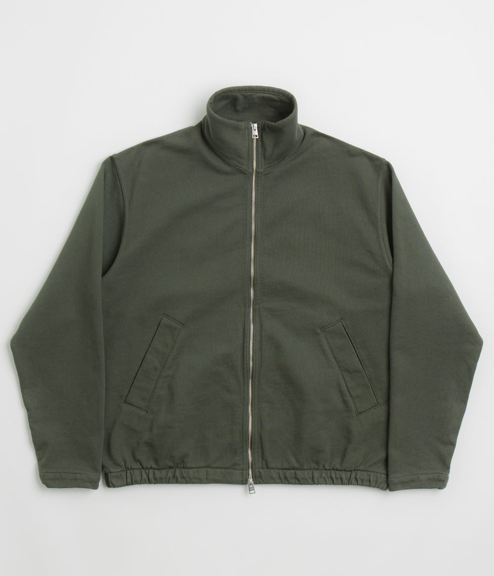 Norse Projects Bjorn Relaxed Organic Loopback Track Jacket in Black Olive