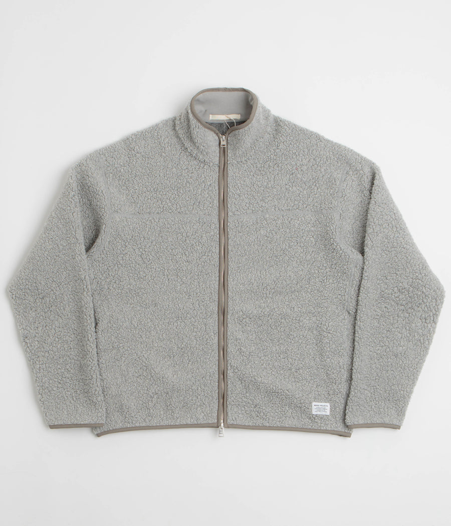 Norse Projects Bjorn Sherpa Wool Fleece Jacket in Grey Melange