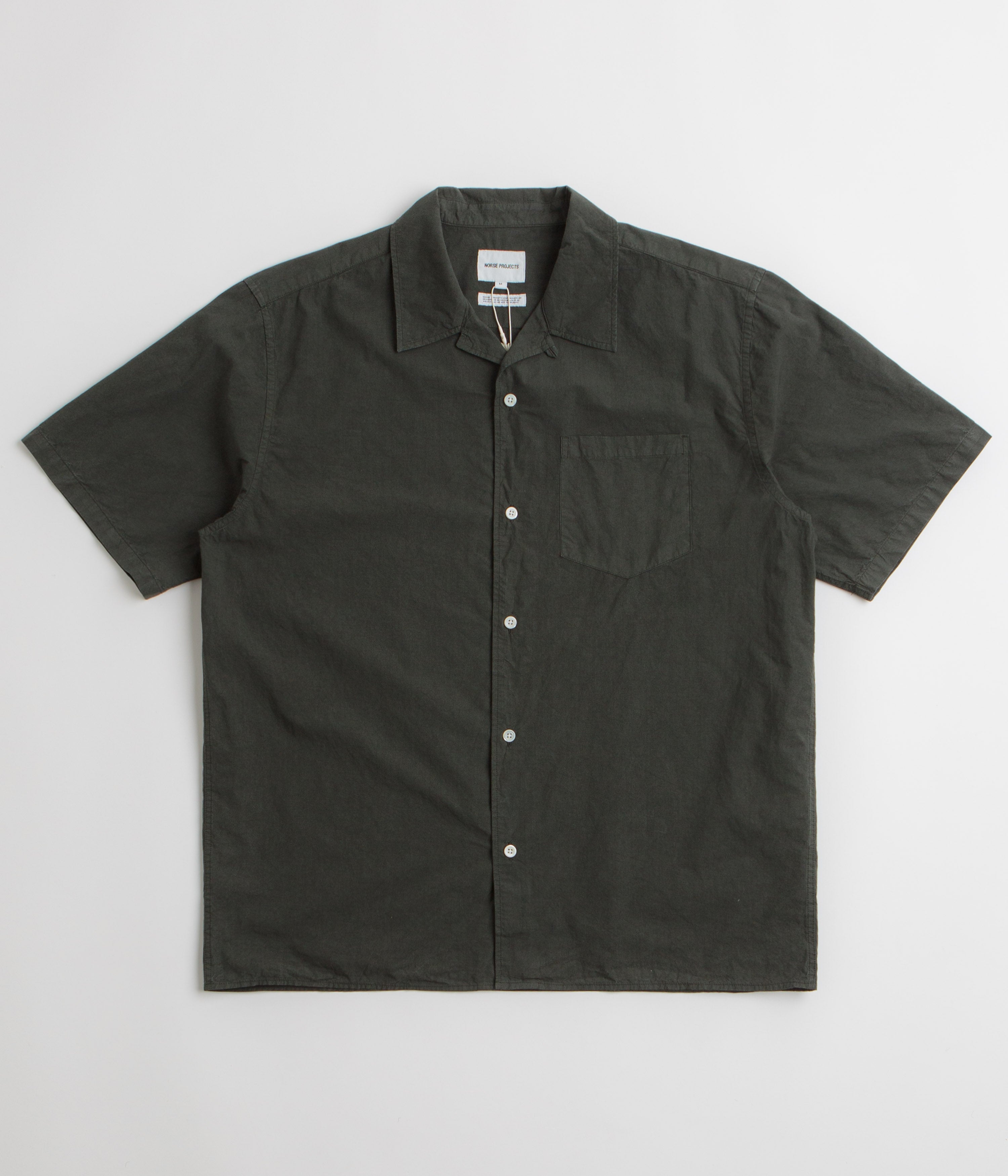 Norse Projects Carsten Cotton Tencel Shirt in Black Olive