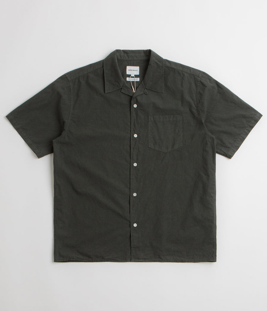 Norse Projects Carsten Cotton Tencel Shirt in Black Olive
